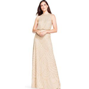 Adrianna Papell Gold Champagne Beaded Gown